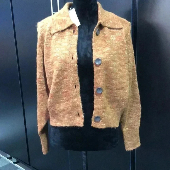Universal Thread Knit button down,exposed seam,collar,cardigan/sweater,cinnamon - Picture 6 of 11
